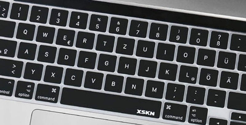 XSKN غطاء لوحة مفاتيح سيليكون أسود باللغة الألمانية لطرازات Touch Bar 2019 ماك بوك برو 16 بوصة A2141 2020 ماك بوك برو 13.3 بوصة A2251 A2289 A2338 M1 لوحة مفاتيح النسخة الشائعة في الولايات المتحدة والاتحاد الأوروبي - Image 4